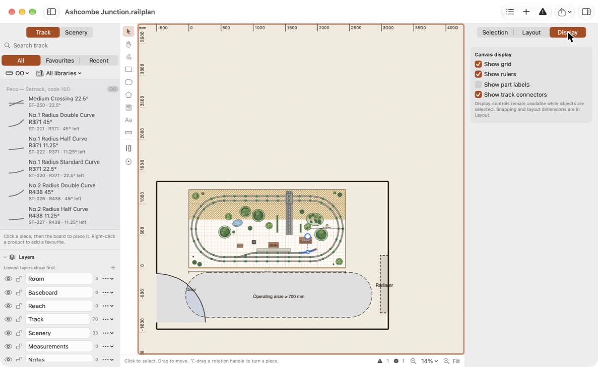 The Display tab of the inspector